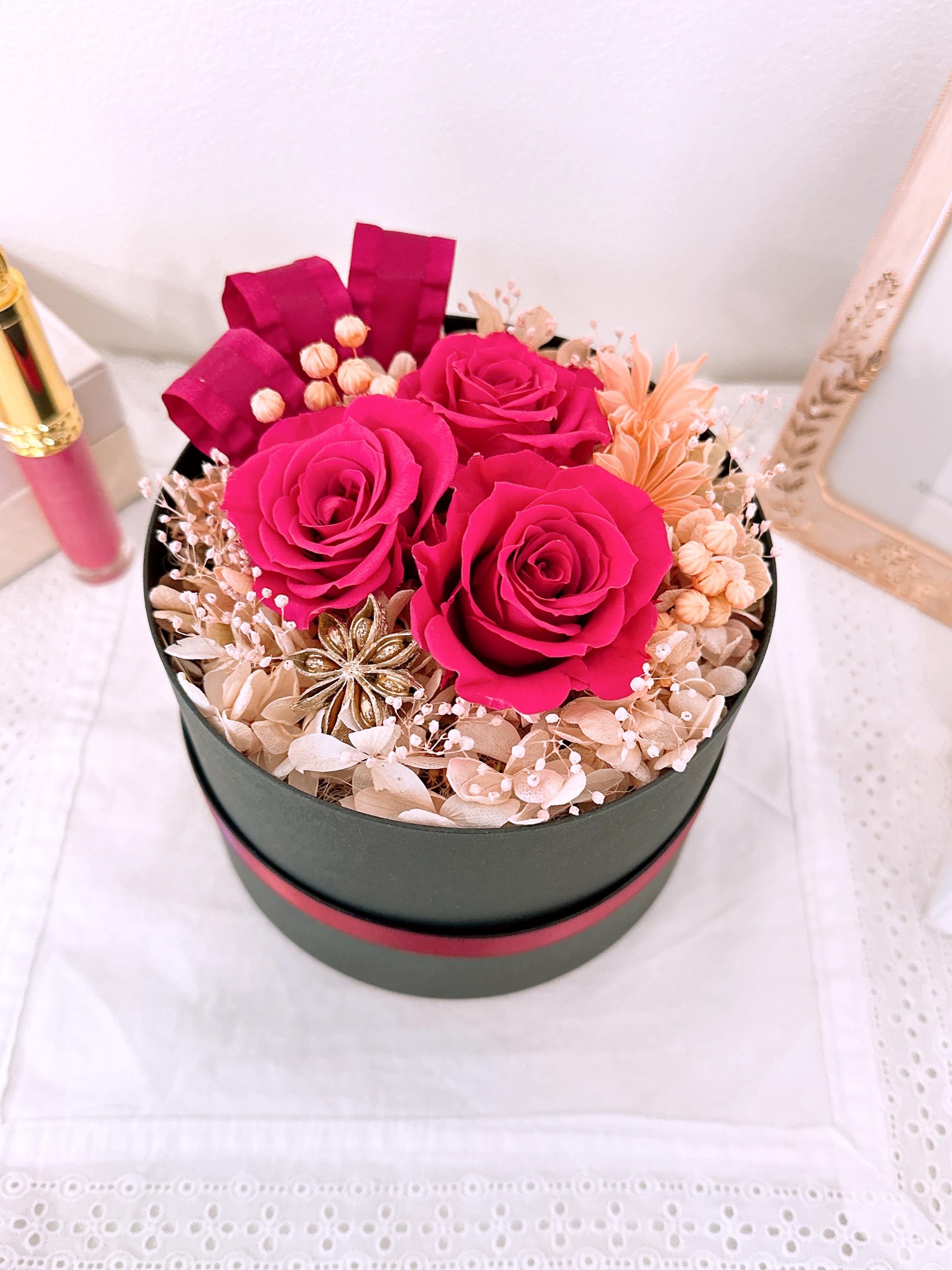 BOXアレンジ】ローズのフラワーボックス くすみピンク ルビー 母の日2026 ギフト 誕生日 記念日 結婚祝い | 8枚目